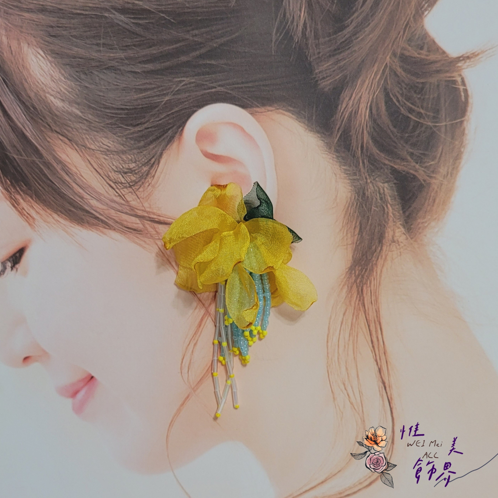 《惟美wei mei》K002春夏多巴胺花朵串珠流蘇耳環🦋台灣現貨-細節圖2