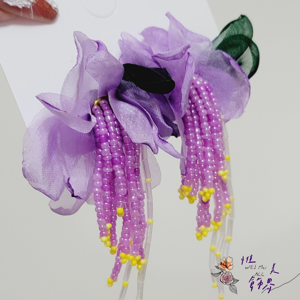 《惟美wei mei》K002春夏多巴胺花朵串珠流蘇耳環🦋台灣現貨-細節圖6