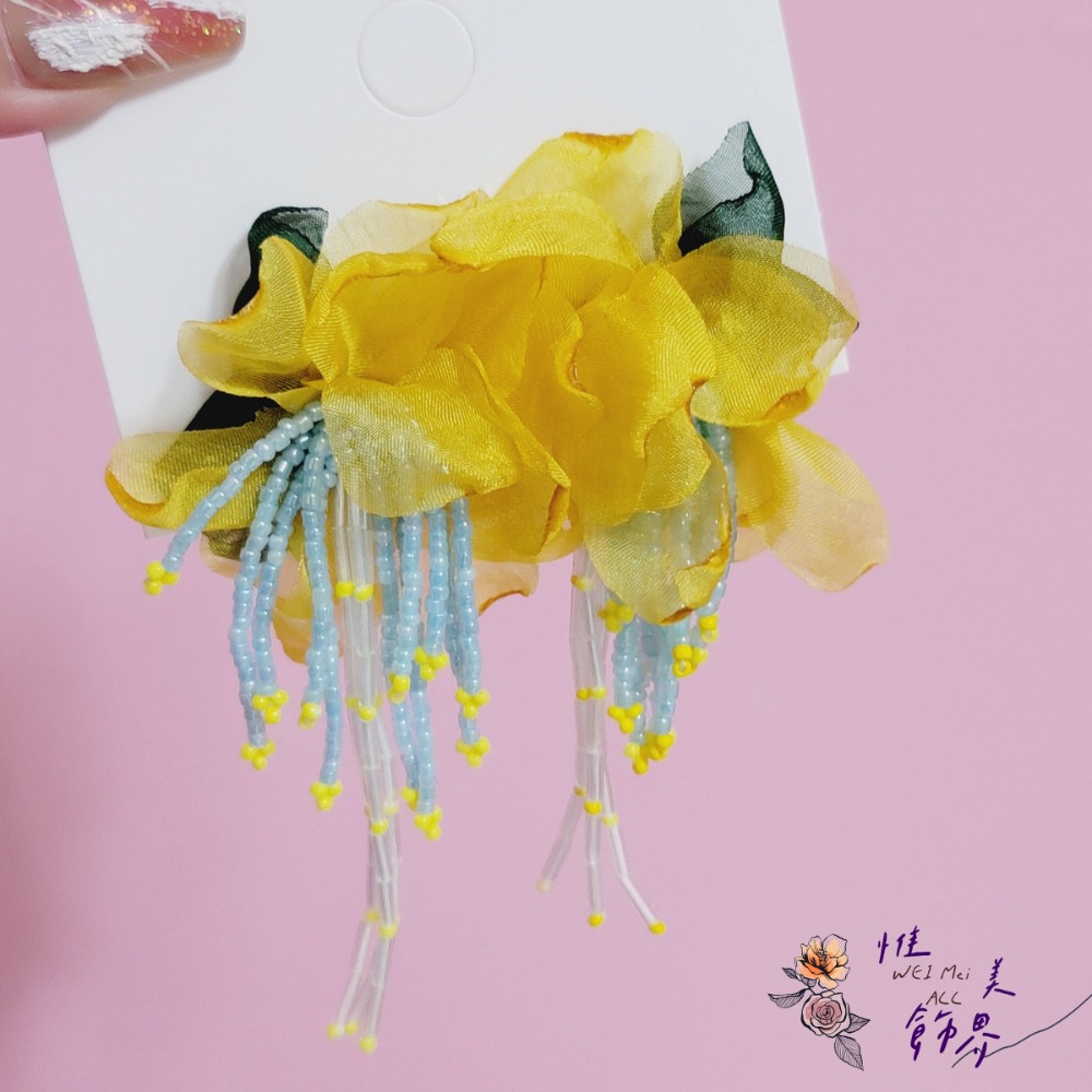 《惟美wei mei》K002春夏多巴胺花朵串珠流蘇耳環🦋台灣現貨-規格圖6