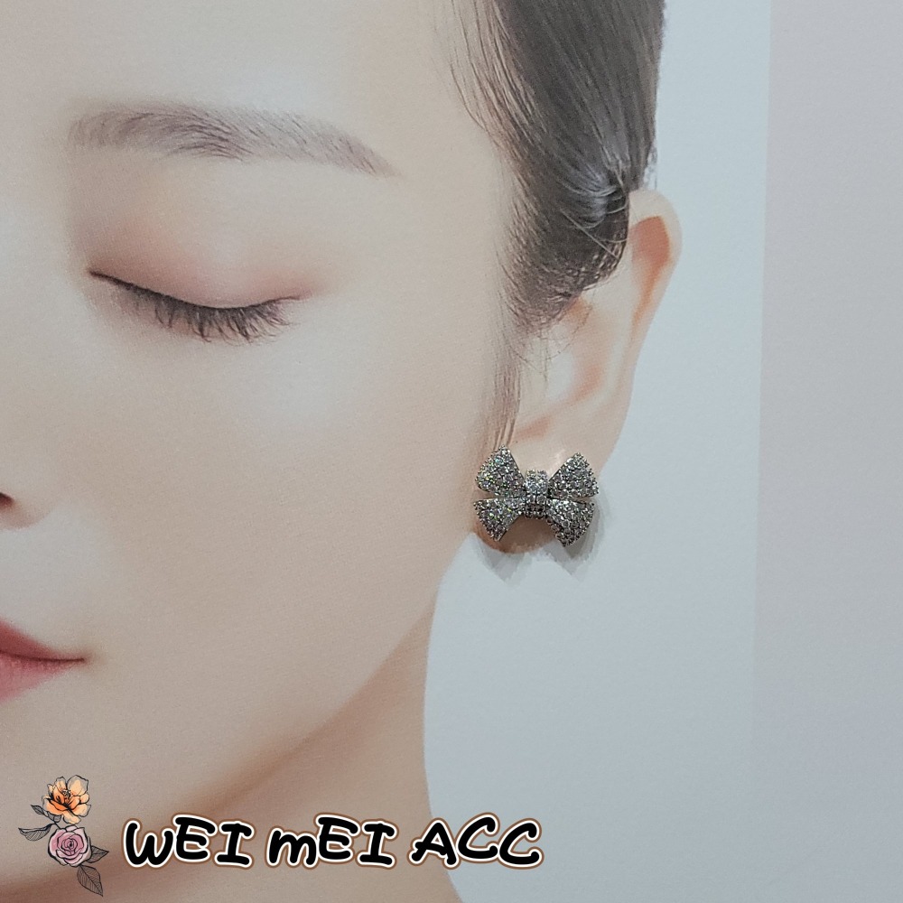 《惟美飾界 • WEI MEI》E001輕奢重工微鑲鋯石甜美蝴蝶結耳釘/台灣現貨不用等❤-細節圖5