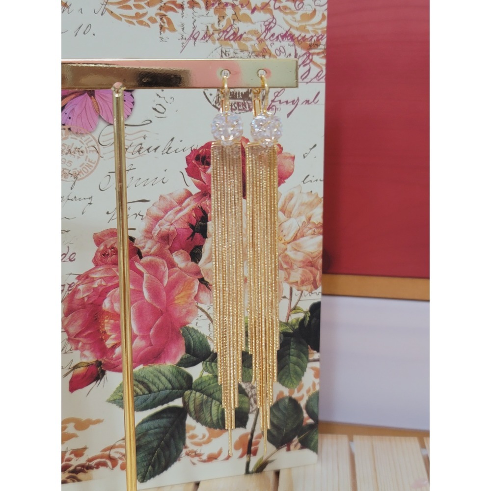 《惟美wei mei》O002閃耀鑽球簡約長流蘇耳扣耳環 修飾臉型 台灣現貨-規格圖8