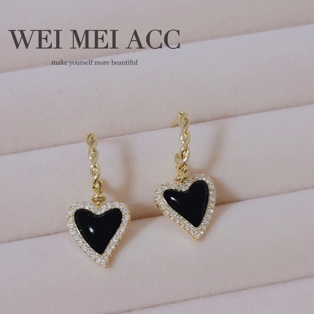 《惟美wei mei》B004法式典雅微鑲鋯石滴油愛心麻花C圈耳環 台灣現貨-細節圖4