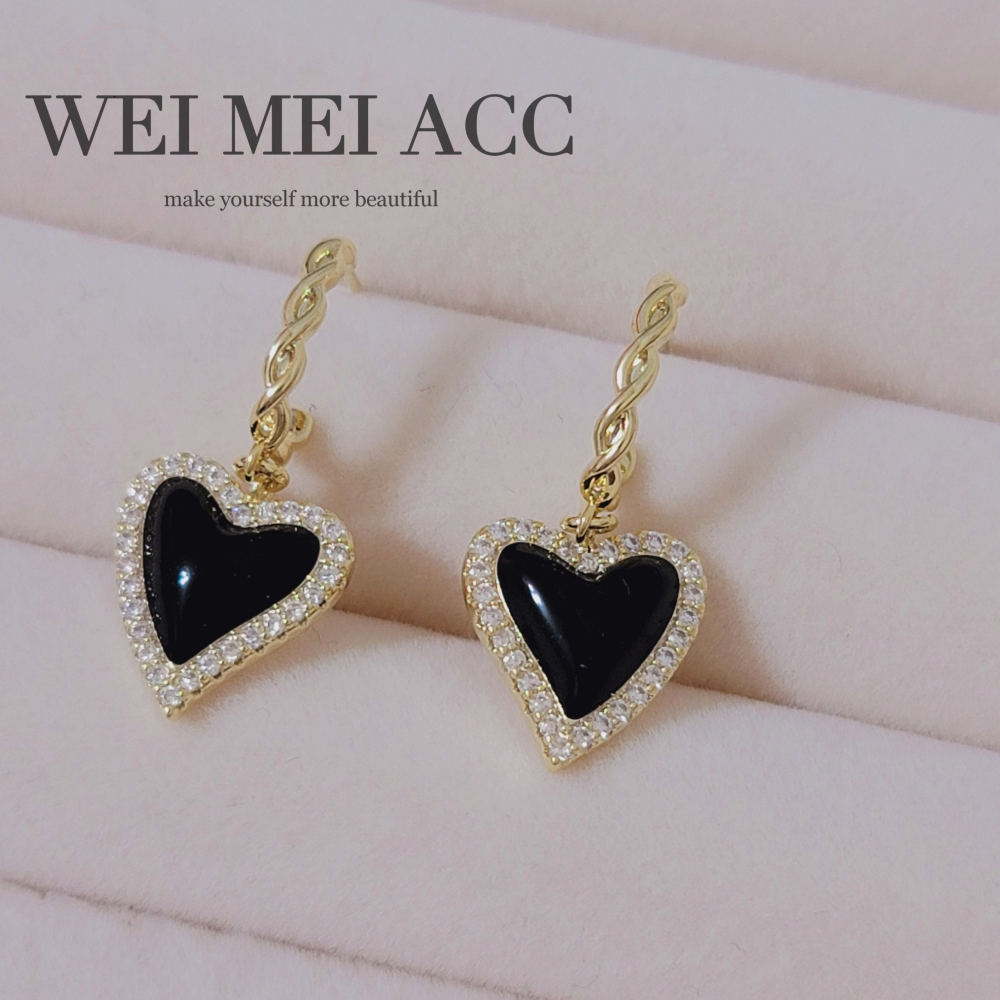 《惟美wei mei》B004法式典雅微鑲鋯石滴油愛心麻花C圈耳環 台灣現貨-細節圖5