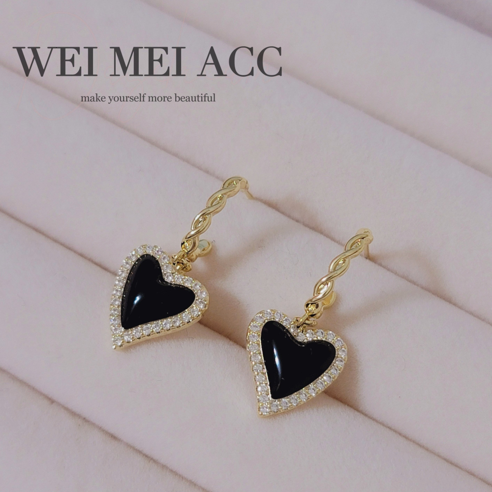 《惟美wei mei》B004法式典雅微鑲鋯石滴油愛心麻花C圈耳環 台灣現貨-細節圖6