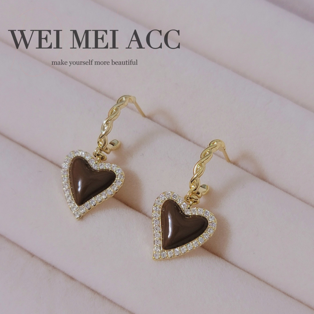 《惟美wei mei》B004法式典雅微鑲鋯石滴油愛心麻花C圈耳環 台灣現貨-細節圖7