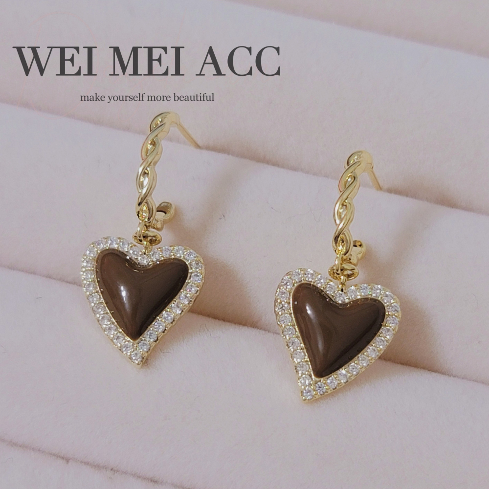 《惟美wei mei》B004法式典雅微鑲鋯石滴油愛心麻花C圈耳環 台灣現貨-細節圖8