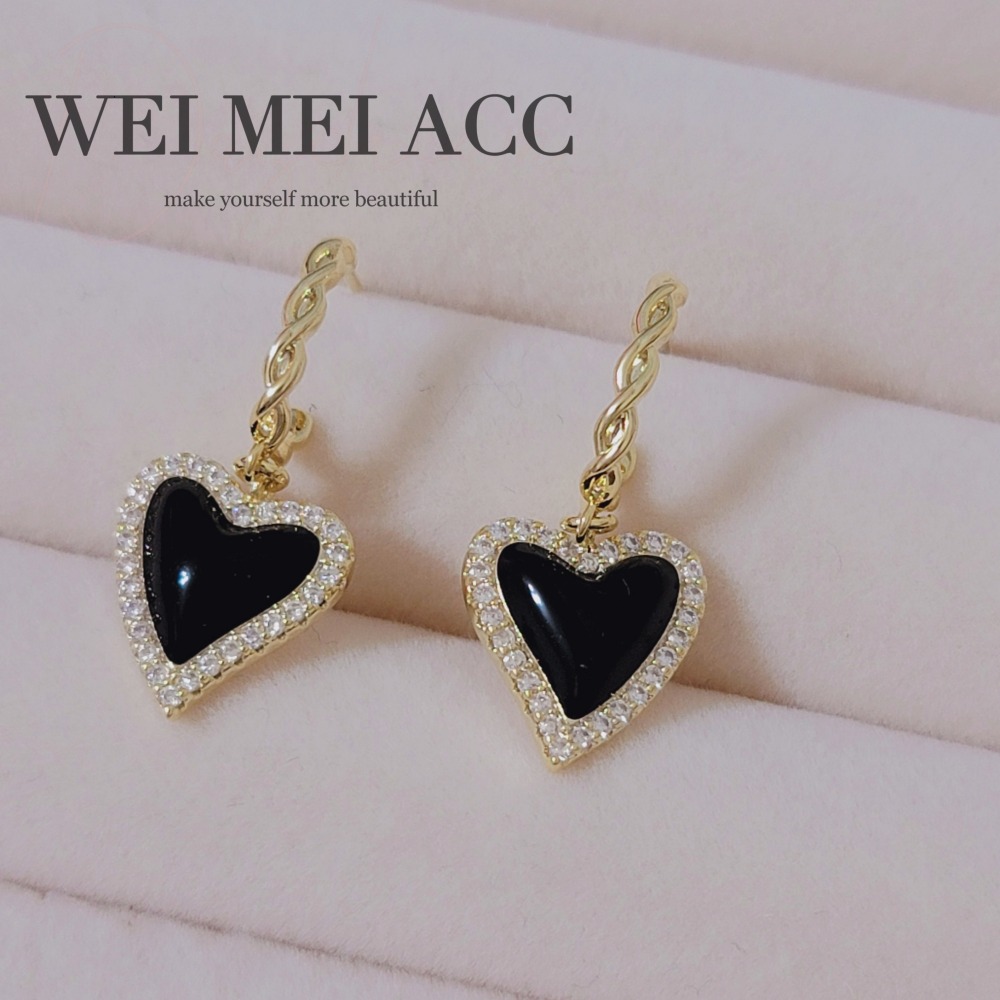 《惟美wei mei》B004法式典雅微鑲鋯石滴油愛心麻花C圈耳環 台灣現貨-規格圖8