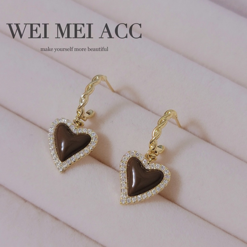 《惟美wei mei》B004法式典雅微鑲鋯石滴油愛心麻花C圈耳環 台灣現貨-規格圖8