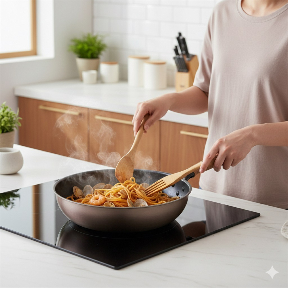 日本竹原大容量高導熱IH瓦斯爐通用不沾深型炒菜鍋(32CM)-細節圖2