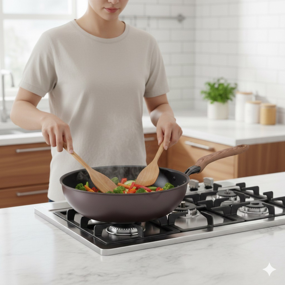 日本竹原大容量高導熱IH瓦斯爐通用不沾深型炒菜鍋(32CM)-細節圖3