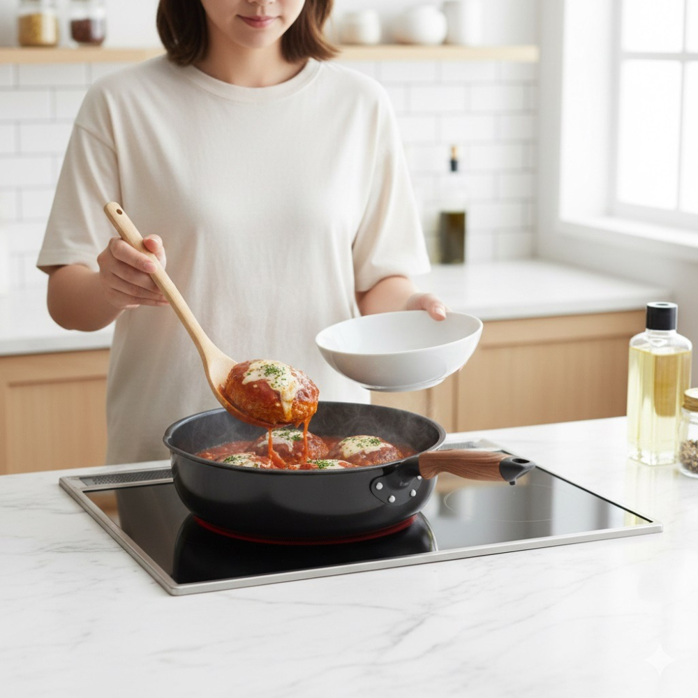 日本竹原大容量高導熱IH瓦斯爐通用不沾深型炒菜鍋(32CM)-細節圖5