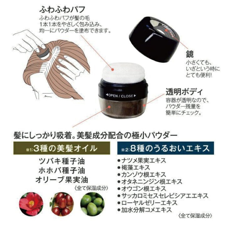 日本 黑彩 防風防水 氣墊款 遮瑕 染髮粉(栗色.黑)兩色-細節圖3