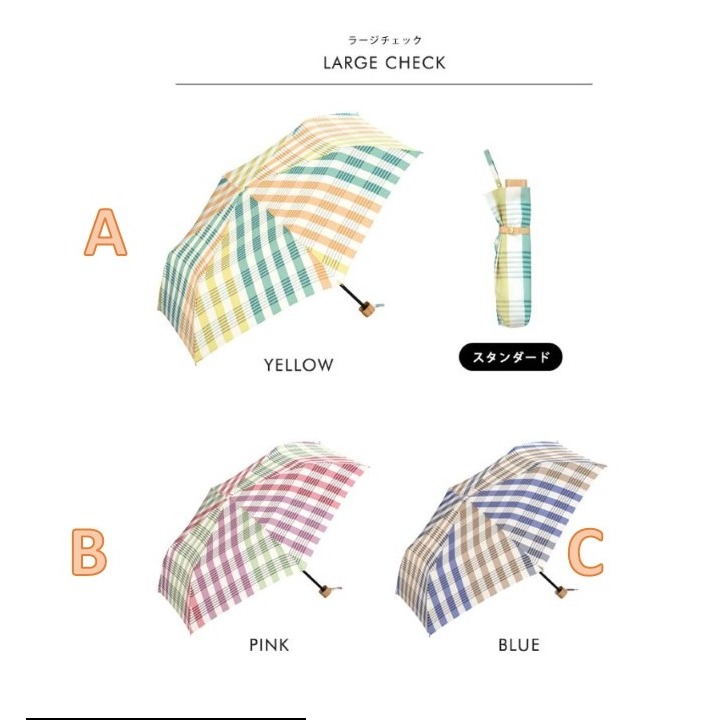 日本WPC 大格子 超輕量 抗UV 晴雨兩用 折傘(A.B.C)三色-細節圖2