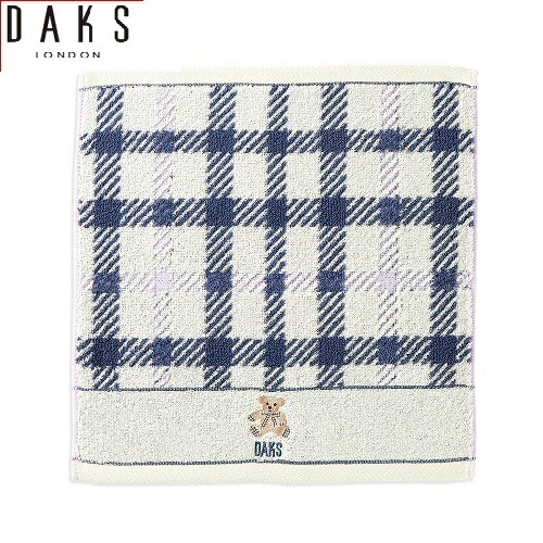 日本DAKS格子 刺繡 小熊 毛巾(A.B.C.)3色-細節圖3