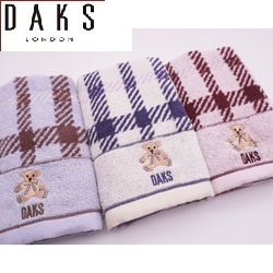 日本DAKS格子 刺繡 小熊 毛巾(A.B.C.)3色-細節圖4
