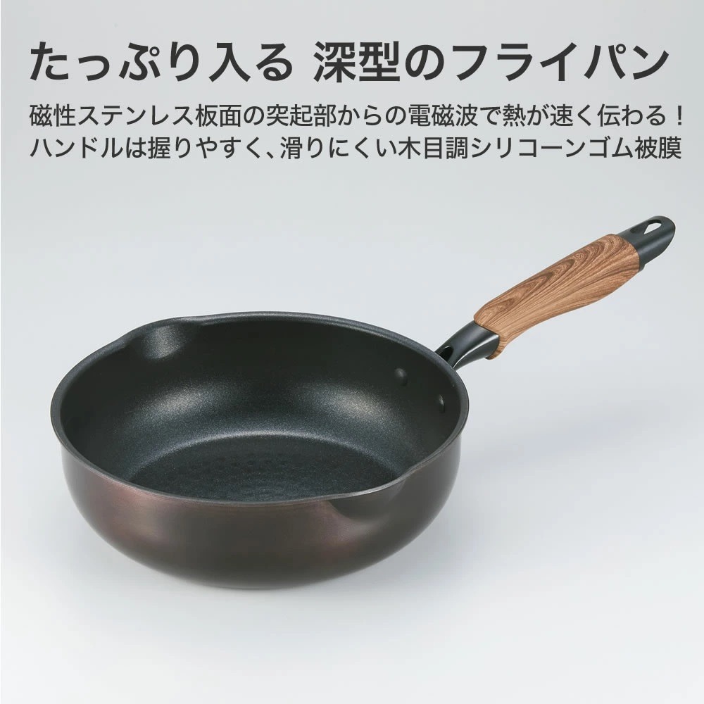 日本 竹原 IH瓦斯爐 不沾深形 多功能 炸鍋 湯鍋 煎炒鍋 22CM-細節圖7