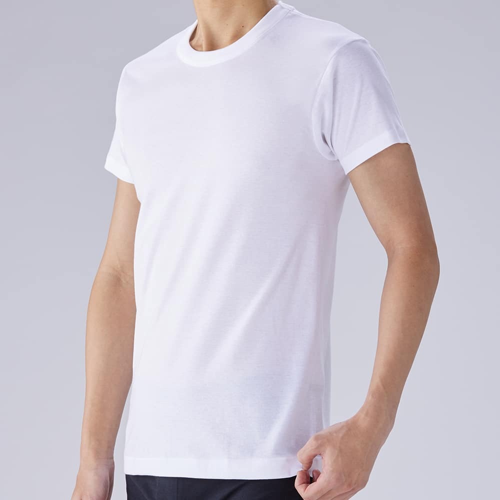 日本 郡是 快適工房 男士純棉 抗菌防臭加工 圓領 短袖(白.黑)兩色-細節圖4