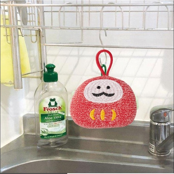 日本 DECOLE可愛日本風設計附吊掛繩海綿(達摩.招財貓.狗)兩個一組-細節圖6