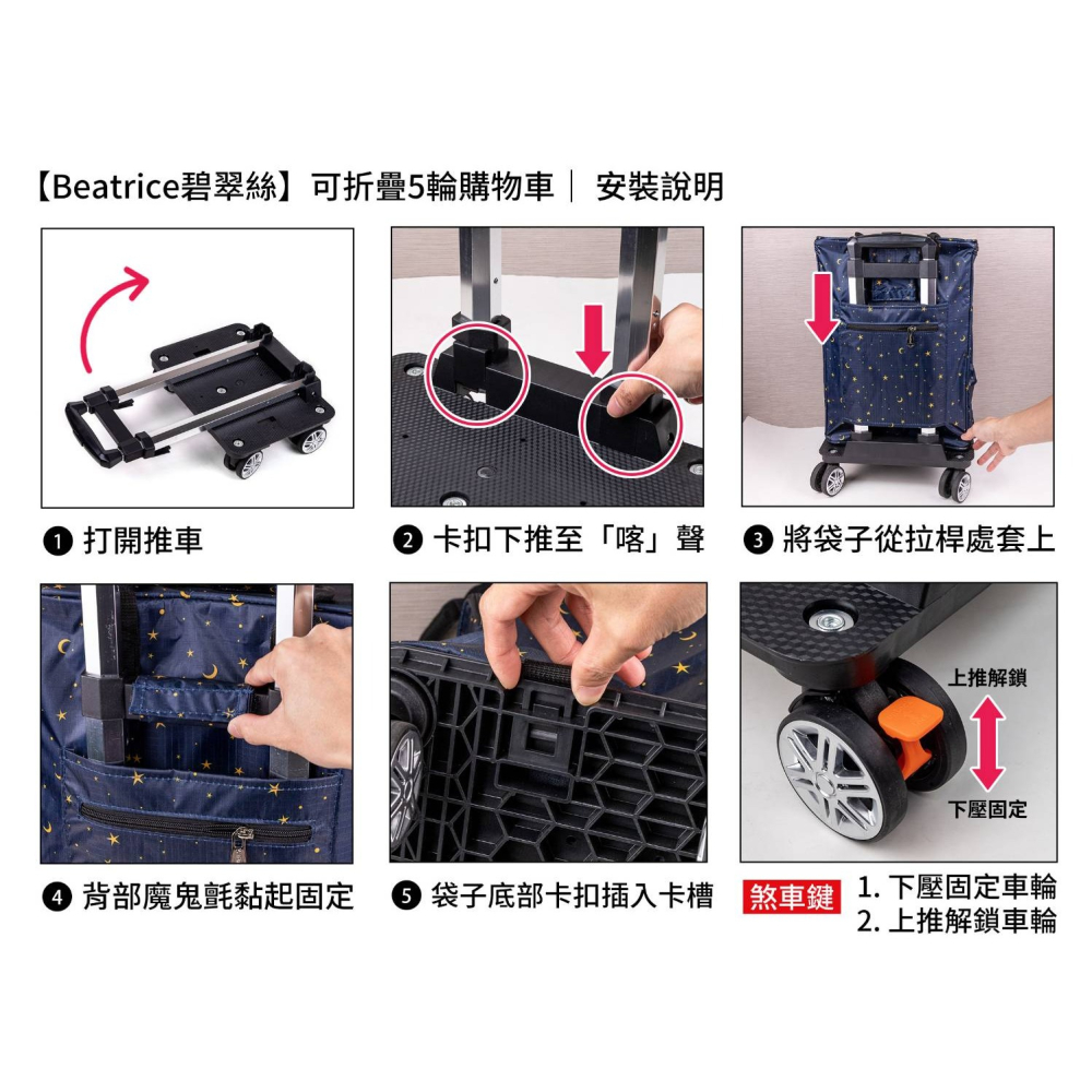 日本 時尚五輪 鋁合金 保冷 輕巧附煞車 購物拖車 (A.B.C.D) 4款可選-細節圖8