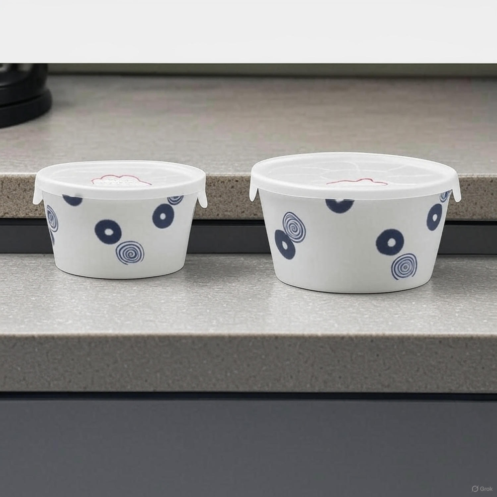 日本波佐見燒 渦丸紋 附蓋保鮮碗 2入組（可微波）-細節圖2