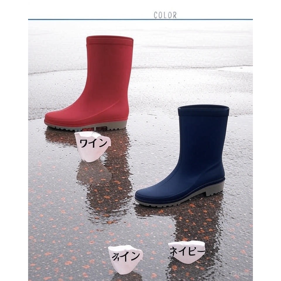 日本 ASAHI雨天也要帥氣出門 新潮 防滑 速乾 中筒雨靴(紅.藍)兩色-細節圖2