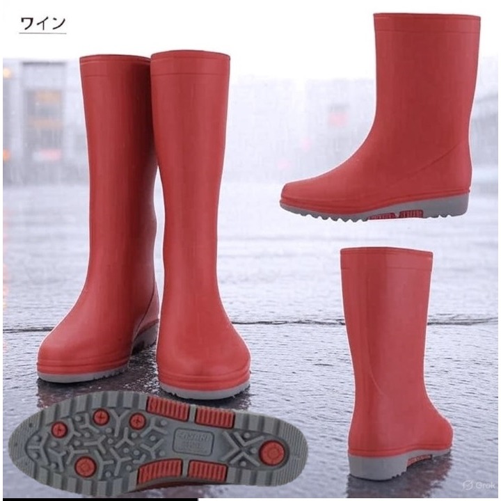 日本 ASAHI雨天也要帥氣出門 新潮 防滑 速乾 中筒雨靴(紅.藍)兩色-細節圖3