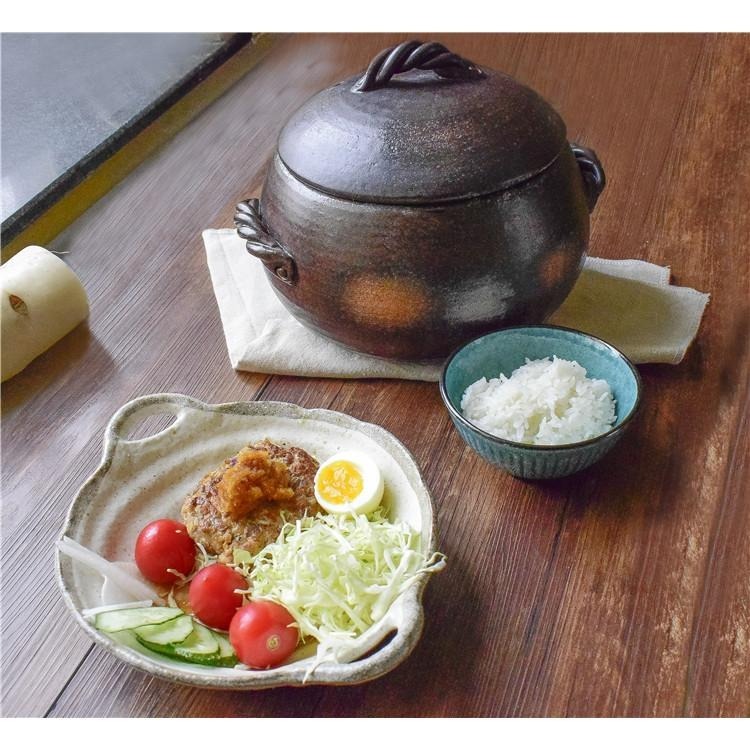 日本 伊賀風 土鍋萬古燒 直火可用達摩造型5合黑吹飯鍋 (體積過大1次下單1個)-細節圖4