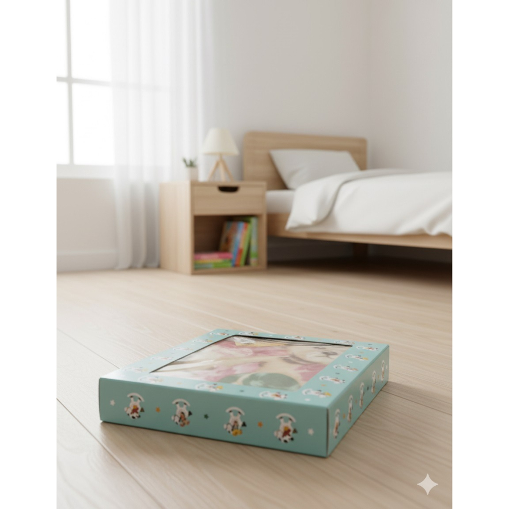 日本新合纖 輕柔親膚專為新生寶寶設計的安心禮盒毛毯(藍.粉.黃) 三色(體積過大會拆盒子出貨)-細節圖4