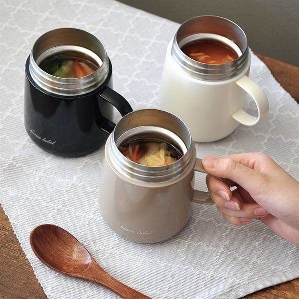 日本パール2way真空斷熱不鏽鋼保溫保冷持久 食物罐 保溫杯(白.咖.藍) 三色-細節圖2