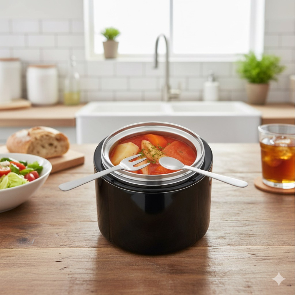 日本パール2way真空斷熱不鏽鋼保溫保冷持久 食物罐 保溫杯(白.咖.藍) 三色-細節圖6