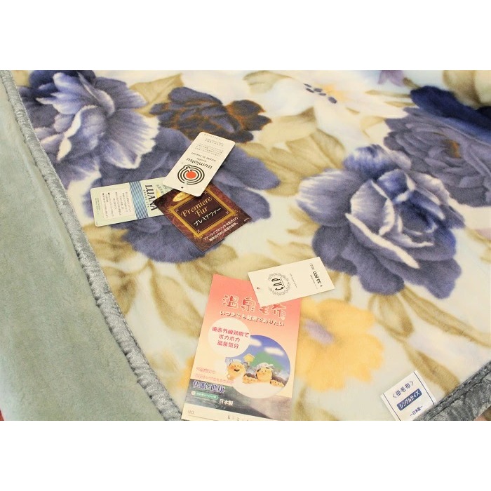 日本 大津 花柄 遠紅外線 單人毛毯 (藍.粉)兩色(體積過大一次下單只能一條)-細節圖4