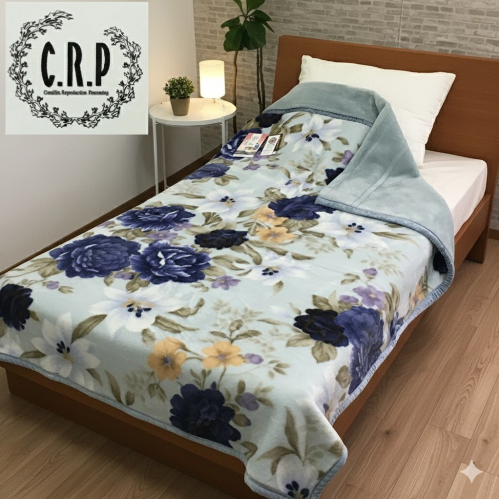 日本 大津 花柄 遠紅外線 單人毛毯 (藍.粉)兩色(體積過大一次下單只能一條)-細節圖5