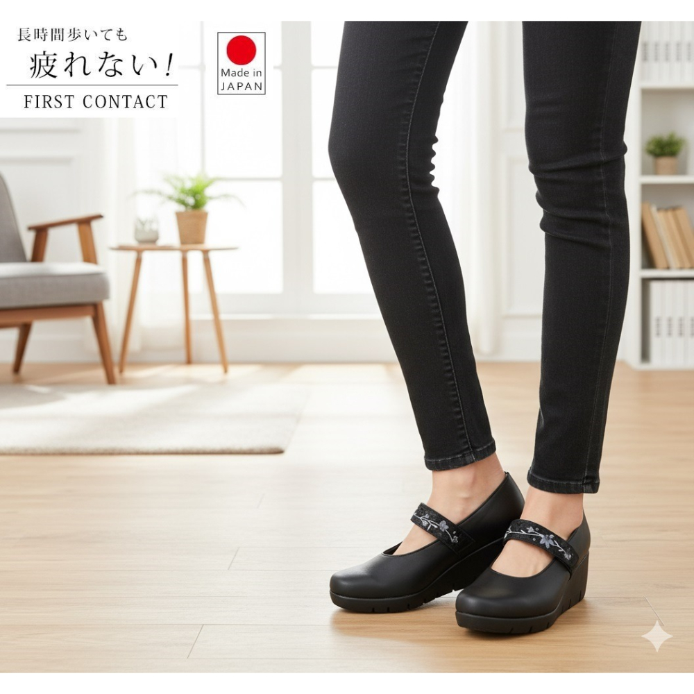 日本FIRST CONTACT不累腳好走 厚底帶扣舒適 厚底鞋-細節圖3