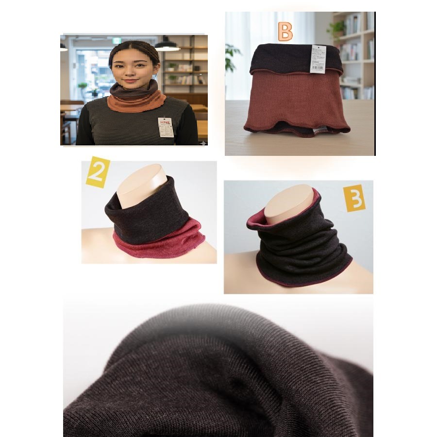 日本アズ 温活女子 可雙面戴 吸濕發熱 脖圍(A.B.C.D) 四色-細節圖5