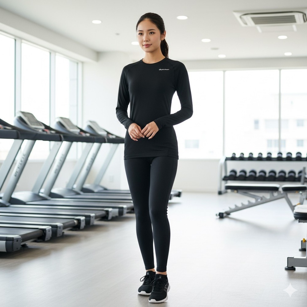 日本聯名女款圓領 鈦元素長袖運動上衣(黑.藍) 兩色-細節圖4