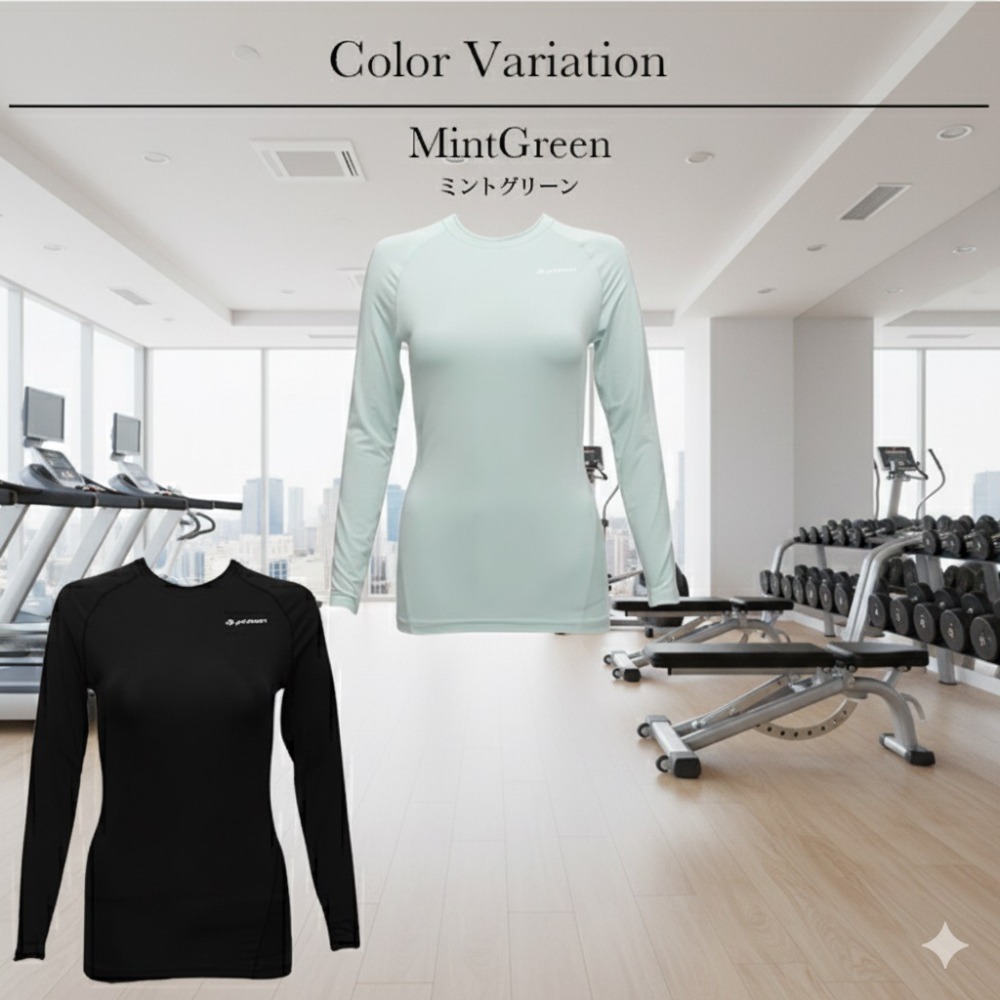 日本聯名女款圓領 鈦元素長袖運動上衣(黑.藍) 兩色-細節圖5