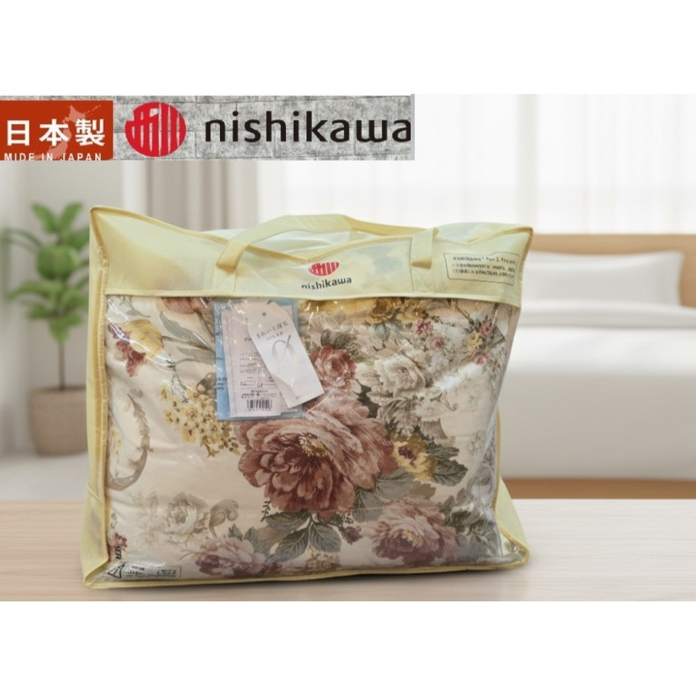 日本 西川 花卉圖騰 雙人羽絨被(藍.紅)兩色(體積過大1次下單一件)-細節圖3