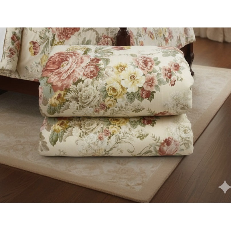 日本 西川 花卉圖騰 雙人羽絨被(藍.紅)兩色(體積過大1次下單一件)-細節圖4