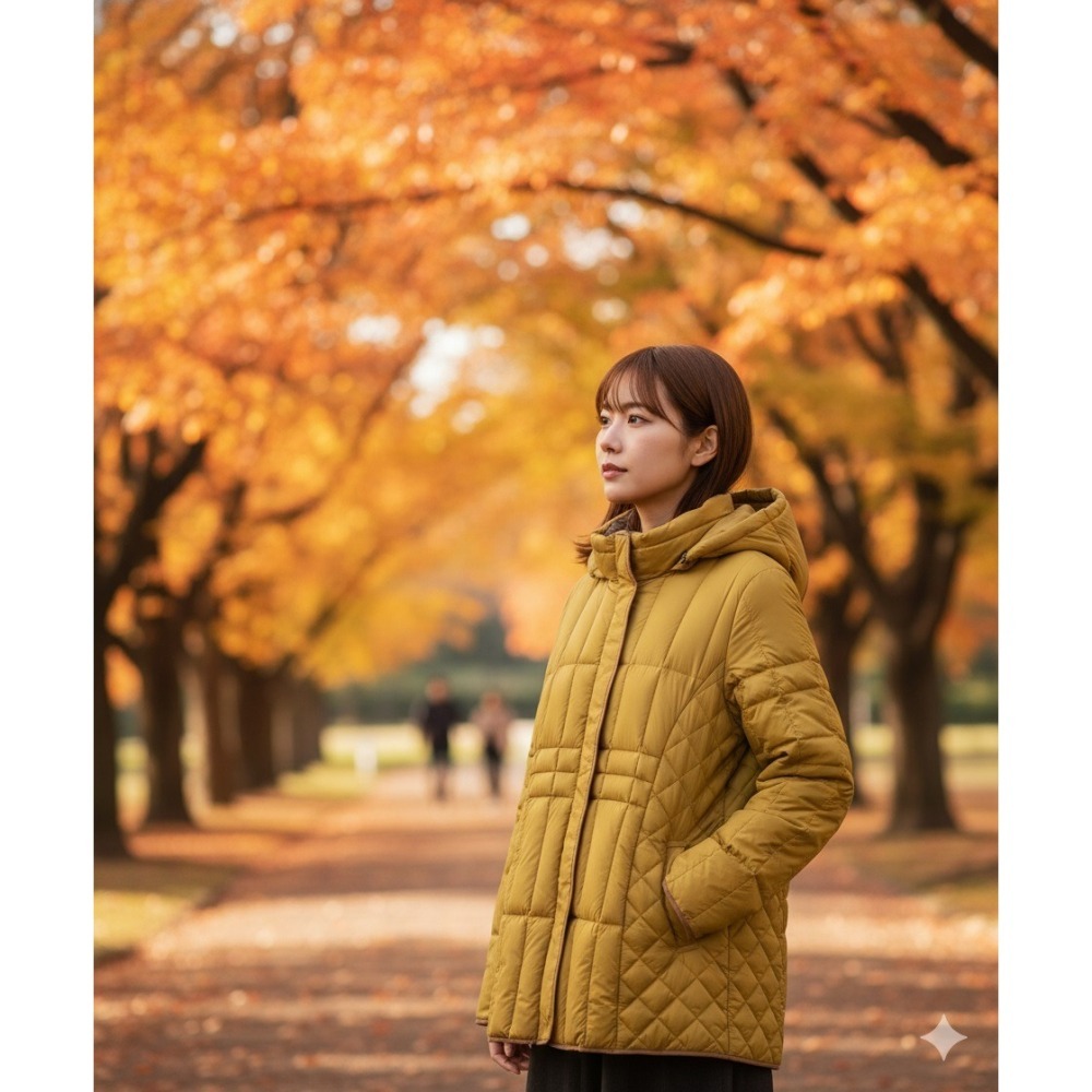 日本nissen時尚輕暖 菱格 羽絨外套(黑.米.綠) 三色-細節圖3