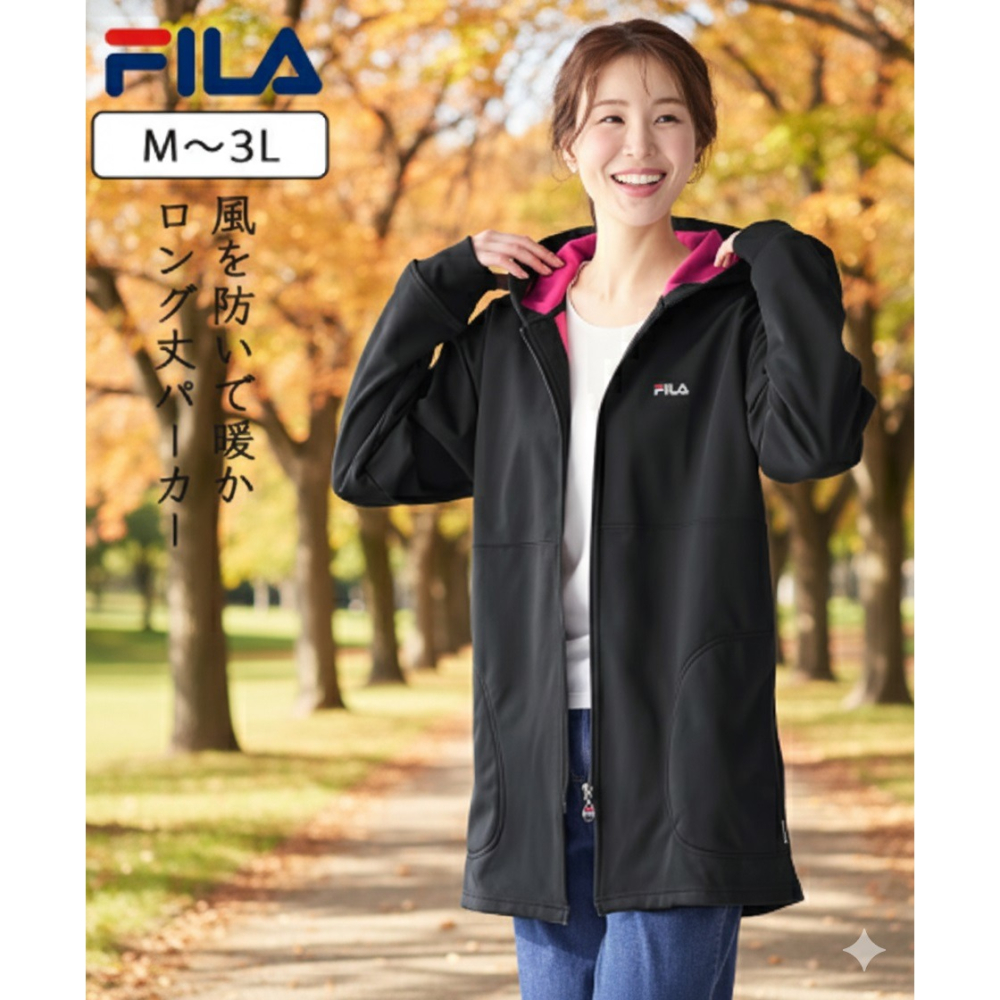 日本FILA防風長版連帽外套(黑.藍)兩色-細節圖7