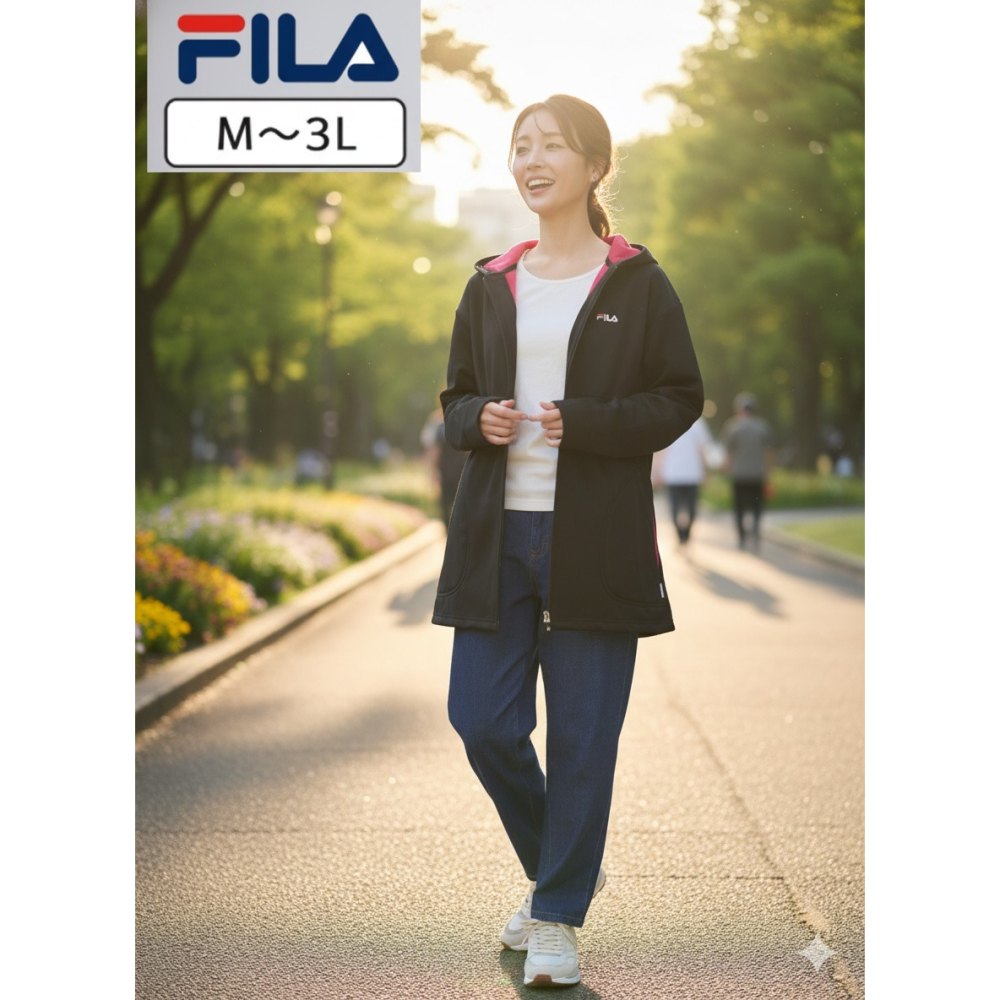 日本FILA防風長版連帽外套(黑.藍)兩色-細節圖8