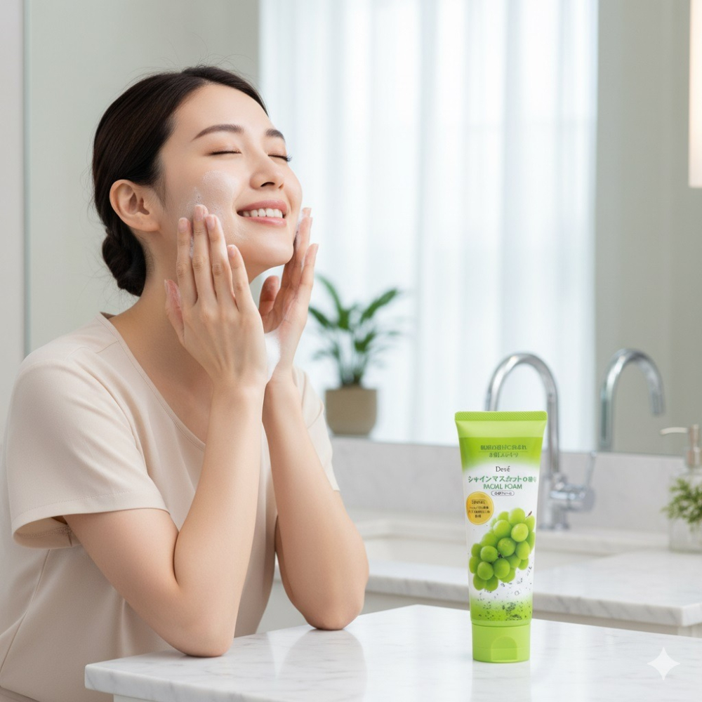 日本熊野油脂 溫和潔淨保濕 麝香葡萄香 洗面乳(2 入特惠組)-細節圖3