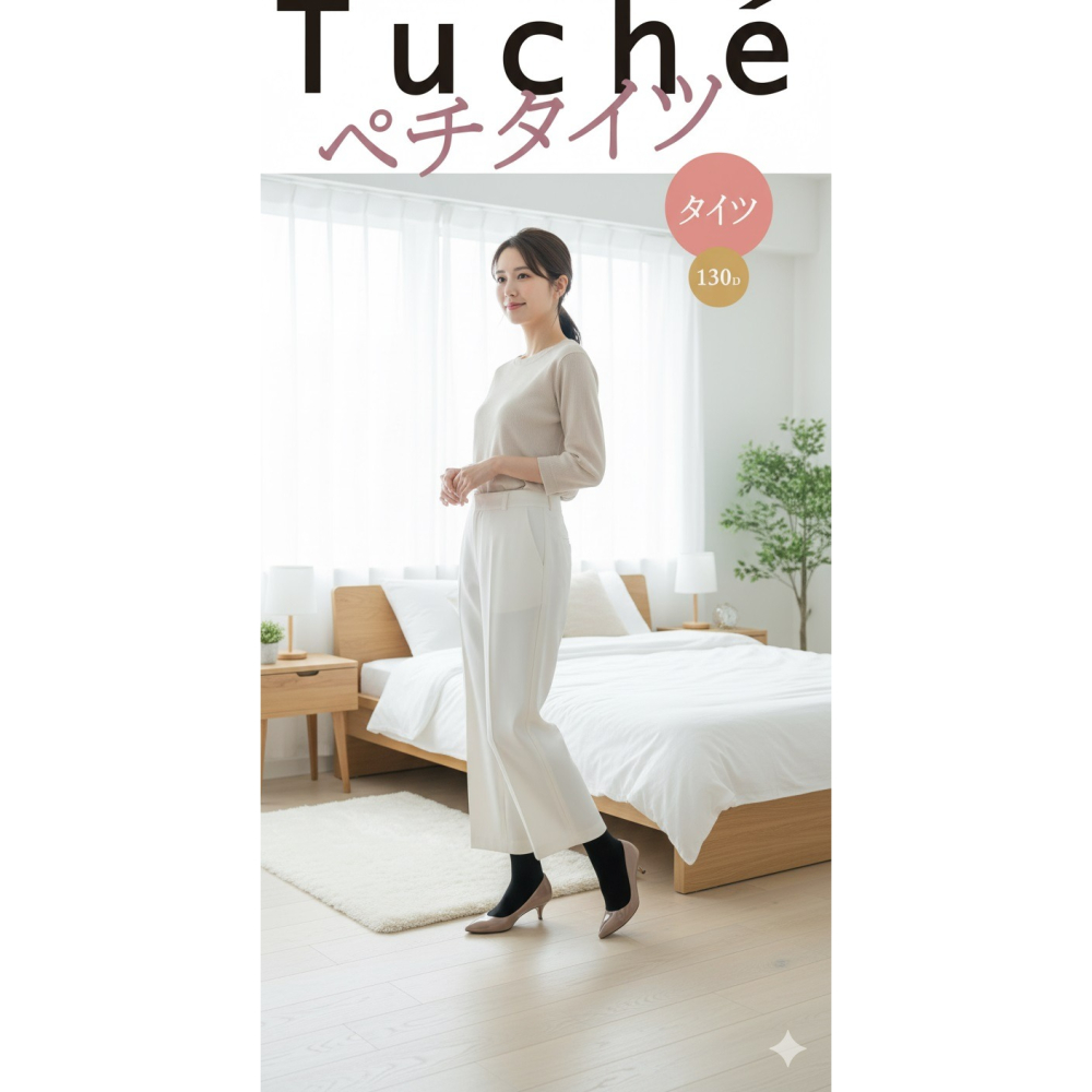 日本 GUNZE Tuche 130丹 黏腿防靜電 內搭褲襪(M-L.LL)兩個尺寸-細節圖3