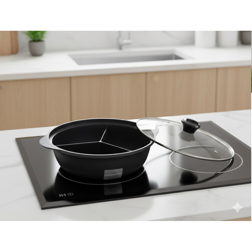 日本パールIH爐瓦斯爐對應不沾內層 附玻璃蓋 三食鍋-細節圖3