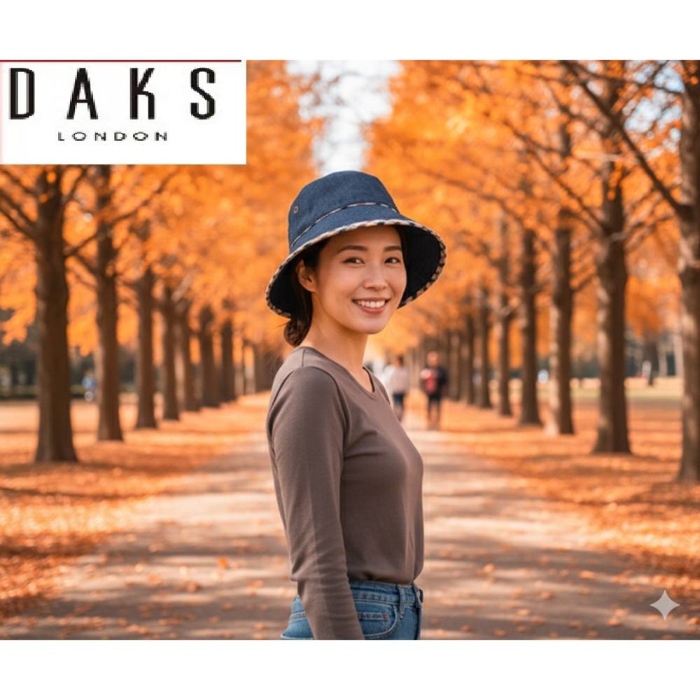 日本 DAKS秋冬丹寧都會風 英倫格紋 漁夫帽(黑.藍.米) 三色-細節圖3