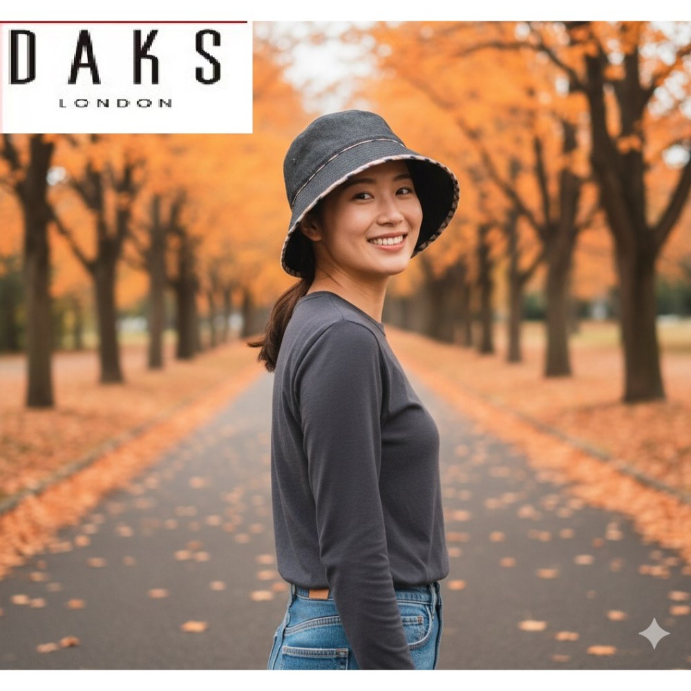 日本 DAKS秋冬丹寧都會風 英倫格紋 漁夫帽(黑.藍.米) 三色-細節圖6