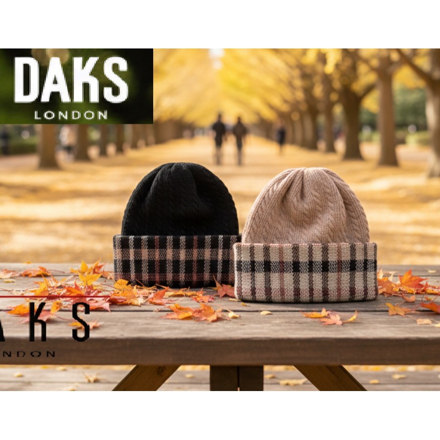 日本 DAKS秋冬經典 針織毛帽(黑.米)兩色-細節圖2