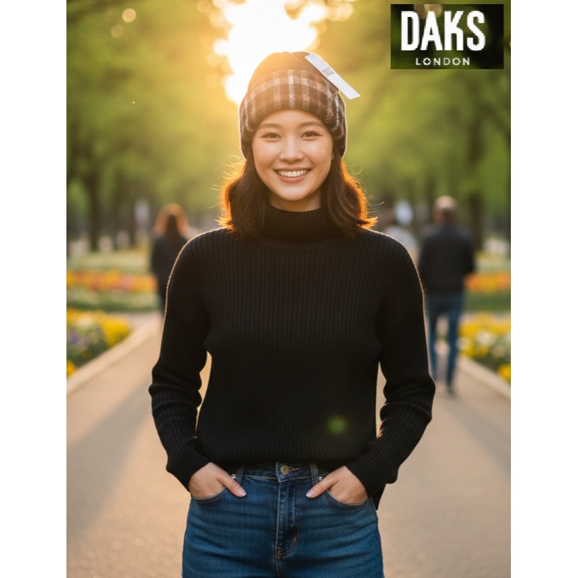 日本 DAKS秋冬經典 針織毛帽(黑.米)兩色-細節圖3