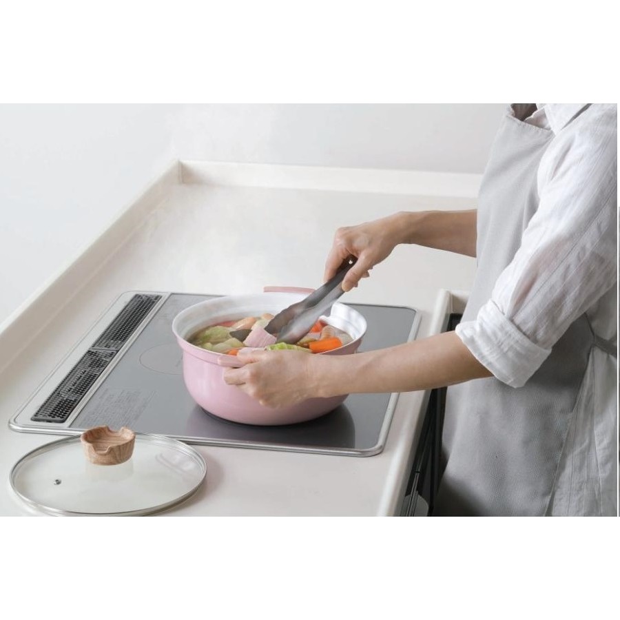 日本 KAKUSEE 琺瑯 IH/瓦斯爐適用 輕量深型雙耳鍋(粉.白)兩色-細節圖5