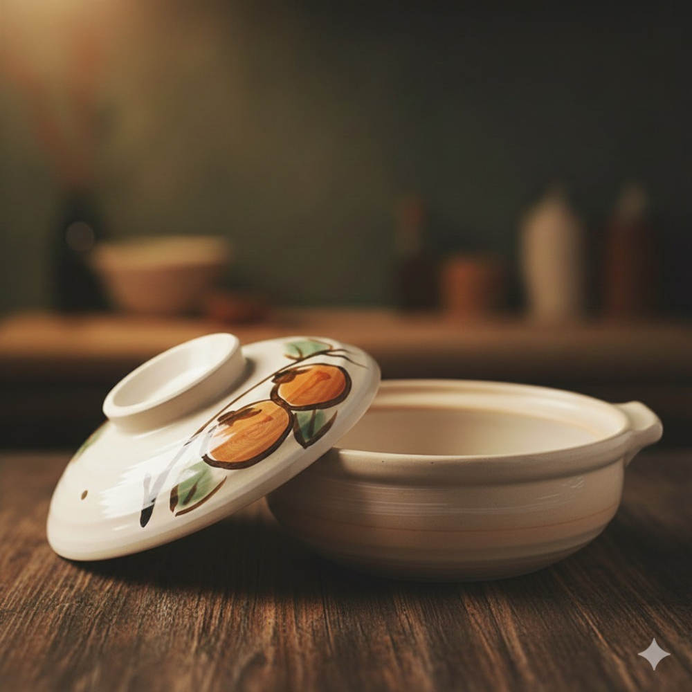 日本 山又窯 古風 古典紋 深型土鍋 6號（桔梗.柿子）兩款-細節圖2